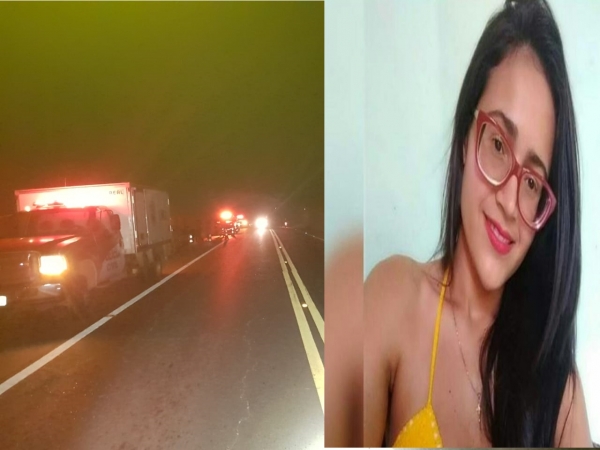 Passageira de motocicleta morre após colisão lateral com carreta