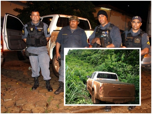 PM troca tiros com bandidos e recupera Hilux e moto tomadas de assalto
