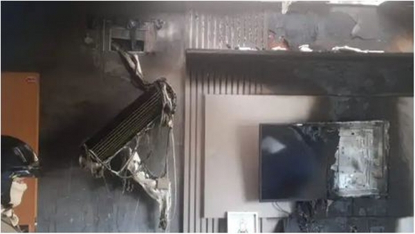 Central de ar causa princípio de incêndio em residência na Pedro Neiva de Santana