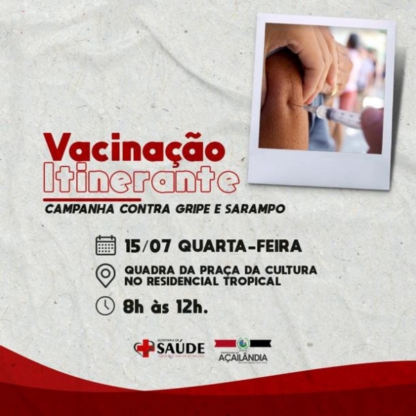 AÇAILÂNDIA - Próximo dia 15 tem vacinação contra a gripe H1N1 vejo os locais 
