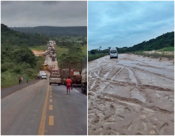 RESUMO - Riacho transborda e interdita a BR 222 próximo a Açailândia/MA 