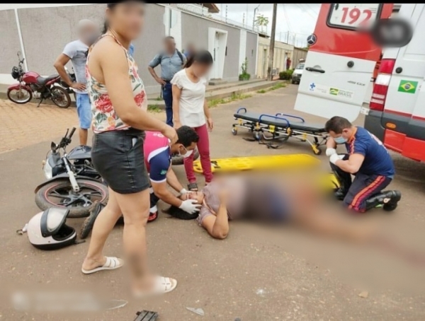 AÇAILÂNDIA – Acidente grave deixa uma mulher ferida na Rua Topázio na Vila São Francisco