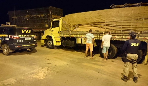 Carga de madeira irregular é apreendida na BR-010, em Açailândia
