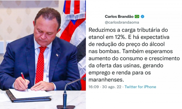  Brandão anuncia redução da carga tributária sobre o etanol em 12% no Maranhão