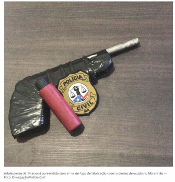 Adolescente de 14 anos é apreendido com arma de fogo caseira dentro de escola no Maranhão