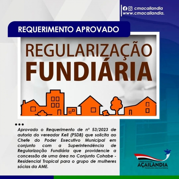 AÇAILÂNDIA: VEREADOR KELL SOLICITA A CONCESSÃOM DE ÁREA PARA AMPLIAÇÃO DO ESPAÇO DO GRUPO DE MULHERES DA VILA ILDEMAR