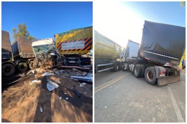 Acidente com três carretas deixa um ferido grave na BR-135