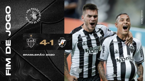 De virada, Atlético-MG goleia Vasco e abre cinco pontos na liderança do Brasileiro