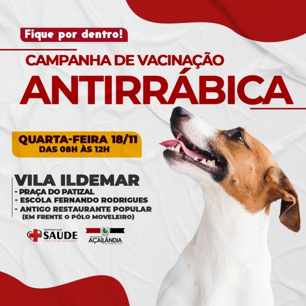 AÇAILÂNDIA - Atenção campanha antirrábica não deixa de vacina 
