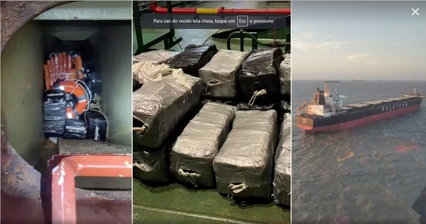 PF APREENDE MEIA TONELADA DE COCAÍNA EM NAVIO GRANELEIRO COM TRIPULAÇÃO UCRANIANA, EM SÃO LUÍS