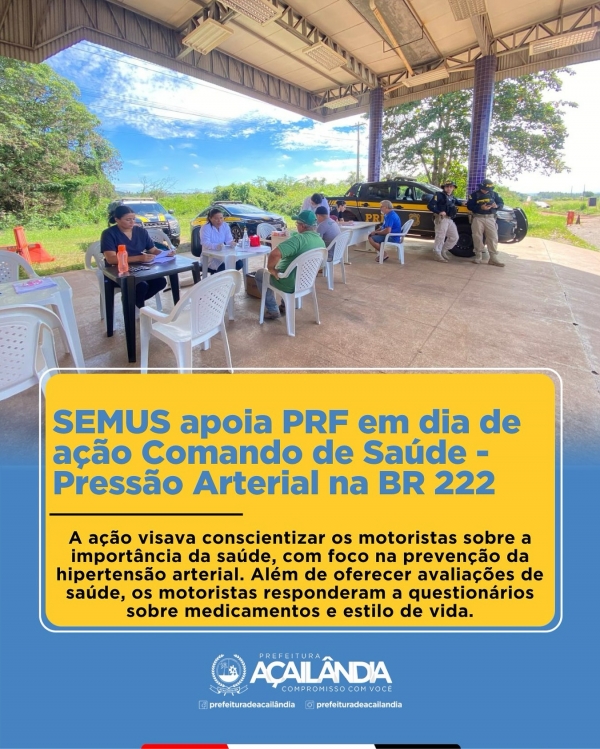 SEMUS APOIA PRF EM DIA DE AÇÃO COMANDO DE SAÚDE - PRESSÃO ARTERIAL NA BR 222