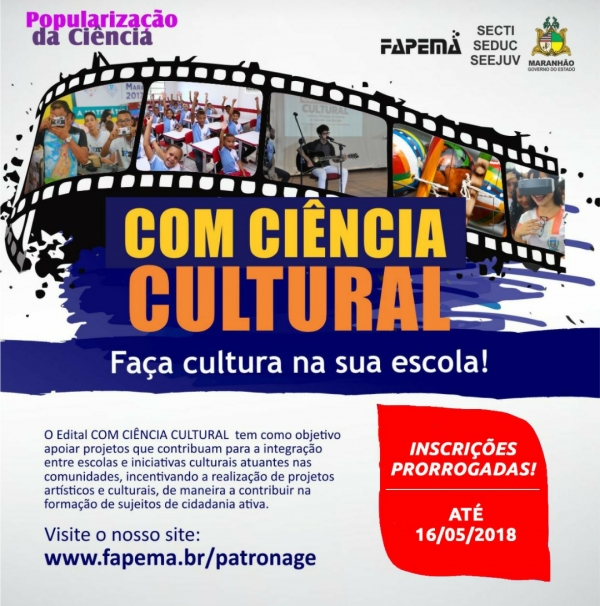 Prorrogado prazo para inscrição nos editais ‘Juventude com Ciência’ e ‘Com Ciência Cultural’