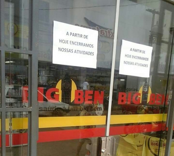 Sinal da crise: rede de farmácias Big Ben encerra atividades no MA