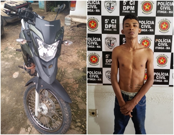 ITINGA MA - Policiais do 26º Batalhão prendem jovem em posse de uma moto roubada