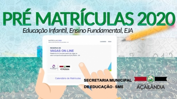 Pré-matrícula na rede municipal acontece de 07 a 19 de janeiro de 2020