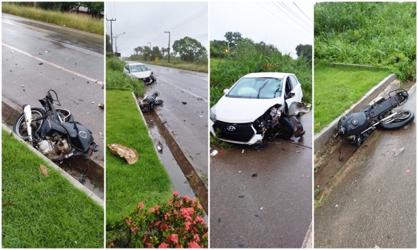 BR-402/MA: Motociclista colide em automóvel e fica gravemente ferido