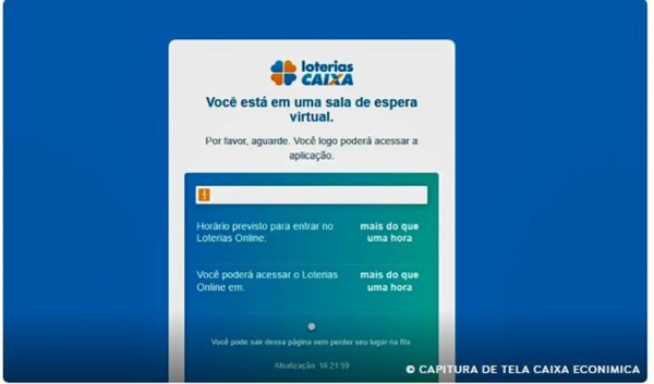 MEGA DA VIRADA: SITE LOTERIAS CAIXA TEM FILA DE ESPERA PARA APOSTAR
