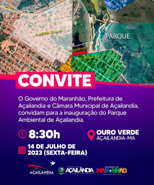 CONVITE - INAUGURAÇÃO PARQUE AMBIENTAL DE AÇAILÂNDIA