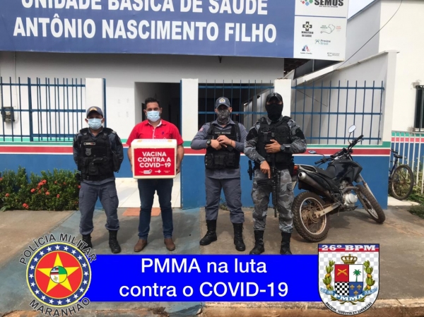 AÇAILÂNDIA - PM’s do 26 BPM dão apoio na vacinação contra o COVID-19 
