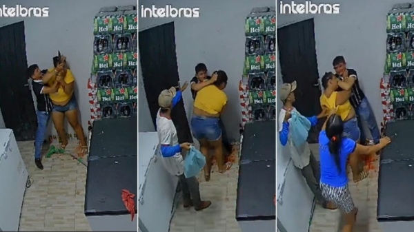 VÍDEO: MULHER SOFRE TENTATIVA DE FEMINICÍDIO DENTRO DE DEPÓSITO DE BEBIDAS