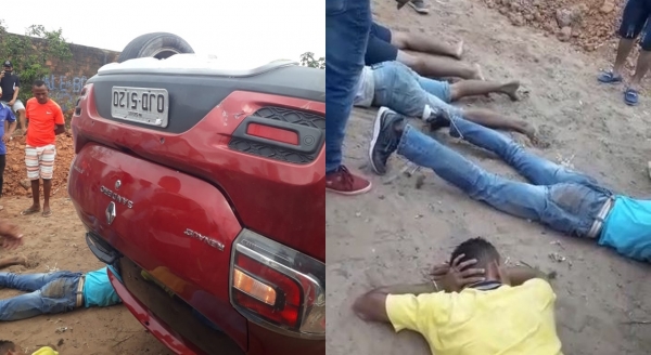 Homens são presos após capotarem carro roubado na Grande São Luís