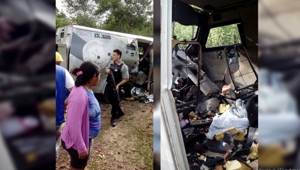 Carro forte é explodido por bandidos em Água Doce do Maranhão
