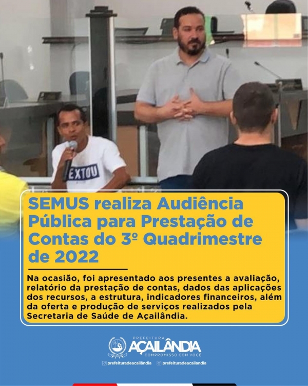 SECRETARIA DE SAÚDE REALIZA AUDIÊNCIA PÚBLICA PARA PRESTAÇÃO DE CONTAS DO 3º. QUADRIMESTRE DE 2022 