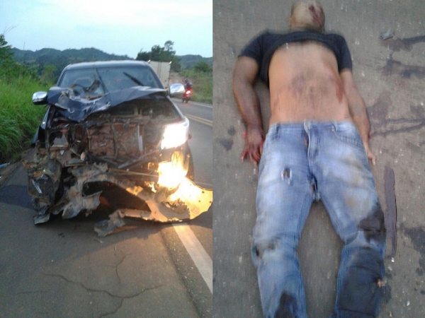 Homem em motocicleta morre após colidir com Hilux na BR-010