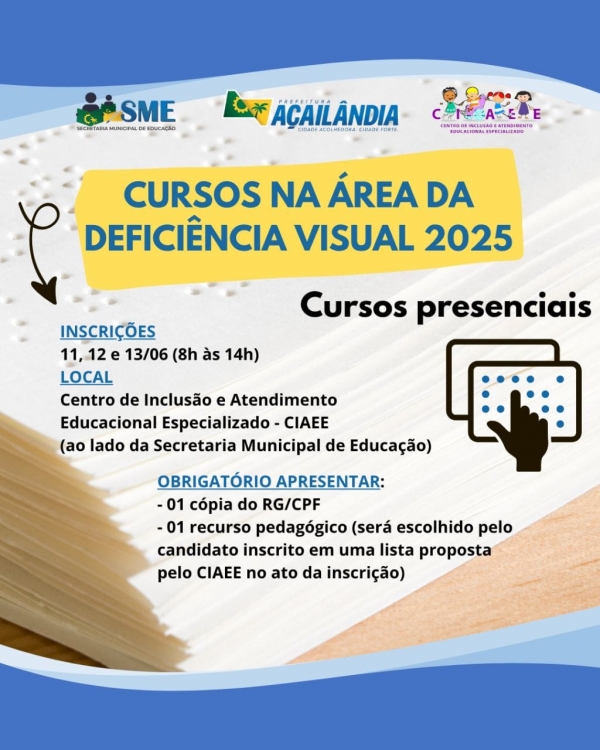 CURSOS NA ÁREA DE DEFICIÊNCIA VISUAL 2025