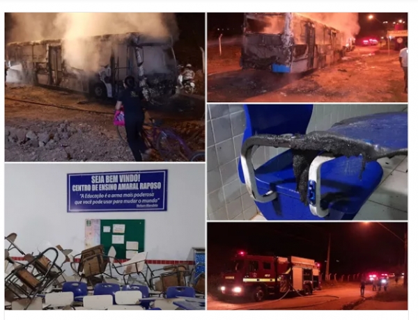 Criminosos ateam fogo em ônibus e escola em Imperatriz