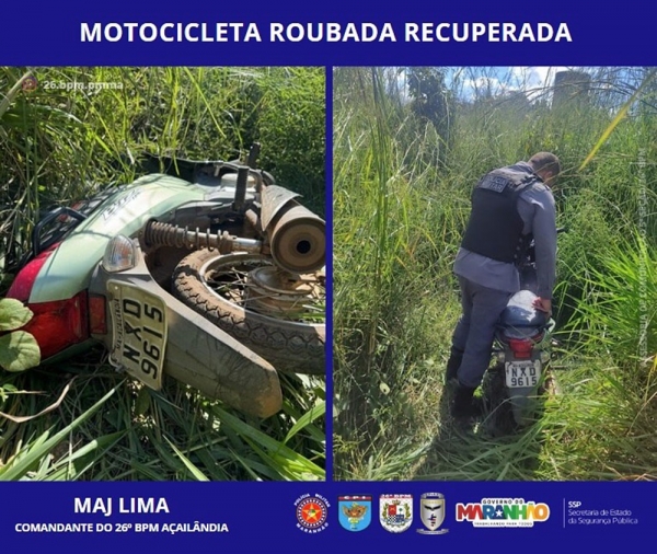 26º BPM RECUPERA MOTO ROUBADA NO POLO MOVELEIRO