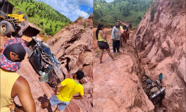 Veículo cai em cratera em Marajá do Sena 