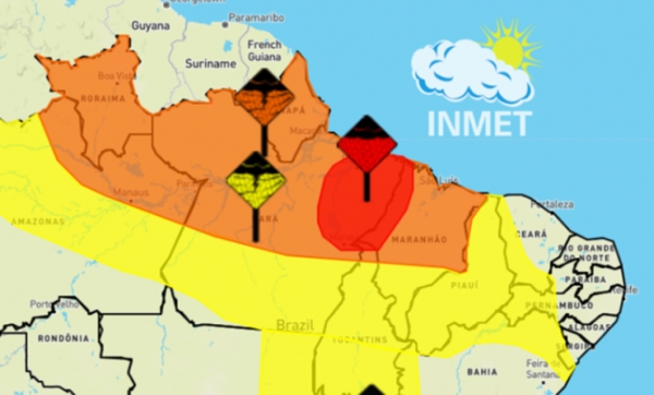  Maranhão tem alerta vermelho para grande perigo e acumulado de chuva