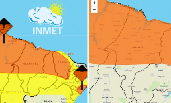  INMET mantém alerta laranja para chuvas intensas no Maranhão nesta terça-feira (08)