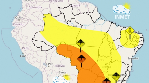 TEMPO: MA TEM ALERTA PARA 34 CIDADES ATÉ ESTA QUINTA, 07