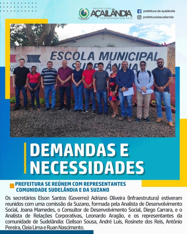 PREFEITURA SE REÚNEM COM REPRESENTANTES COMUNIDADE SUDELÂNDIA E DA SUZANO