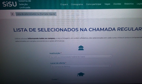 Sisu: inscritos podem conferir se foram selecionados