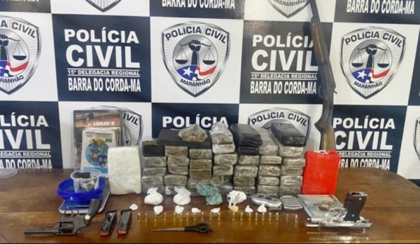Suspeito de tráfico é preso com 30 kg de drogas e armas em Barra do Corda