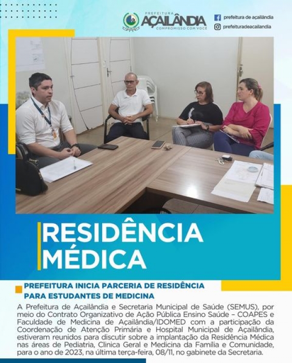 PREFEITURA INICIA PARCERIA DE RESIDÊNCIA PARA ESTUDANTES DE MEDICINA