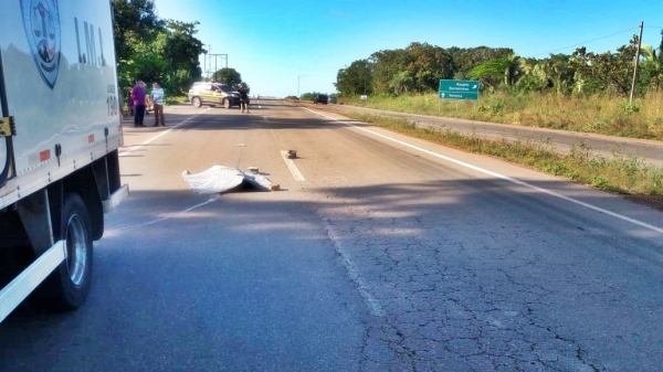 Pedestre morre atropelado por ônibus na BR-135