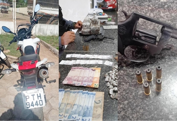 AÇAILÂNDIA – Após roubo de moto PM prende 4 suspeitos com: drogas, arma e a motocicleta roubada 