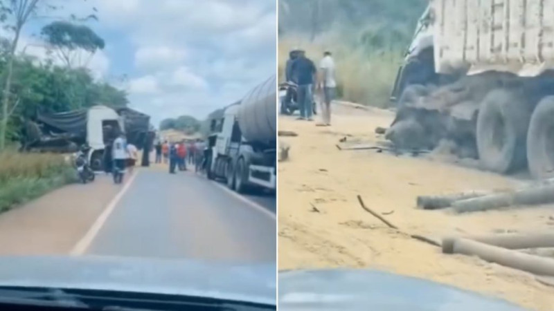 COLISÃO ENTRE 3 VEÍCULOS DE CARGA NA BR-010 NO MUNICÍPIO DE CIDELÂNDIA (MA)