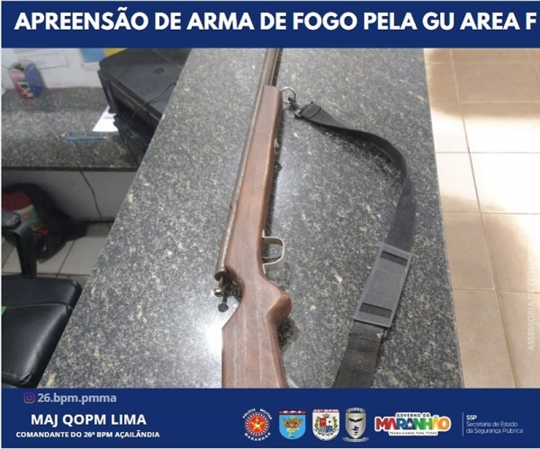 26º BPM APREENDE ARMA DE FOGO DURANTE OCORRÊNCIA DE ATRITO FAMILIAR EM AÇAILÂNDIA