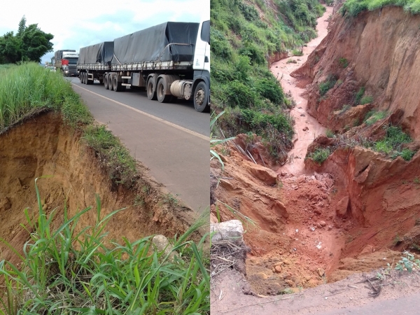 Erosão de quase 35 metros de profundidade ameaça cortar BR-010 em Açailândia
