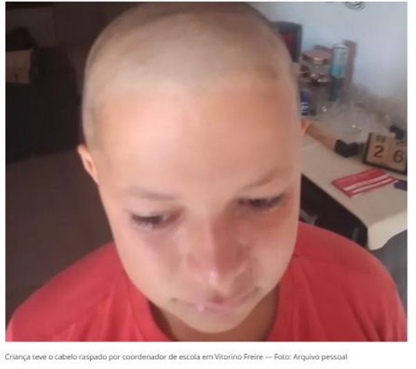 Criança tem cabeça raspada por coordenador de escola em Vitorino Freire, no MA