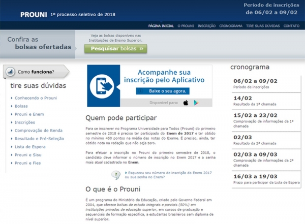 Prouni abre consulta para vagas de bolsas de estudo parciais e integrais