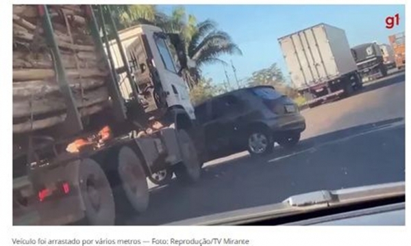 Carreta arrasta veículo por vários metros na BR-010 no Maranhão