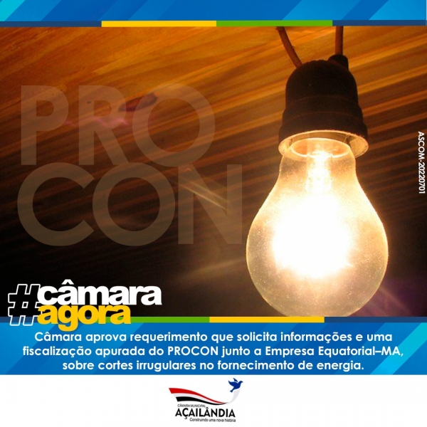 AÇAILÂNDIA - Câmara aprova requerimento  que pede uma fiscalização apurada pelo Diretor do PROCON junto a Empresa Equatorial