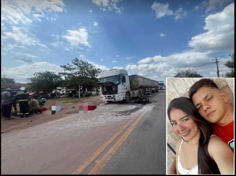 CASAL MORRE APÓS COLISÃO FRONTAL ENTRE MOTO E CARRETA NA BR-135, NO INTERIOR O MA