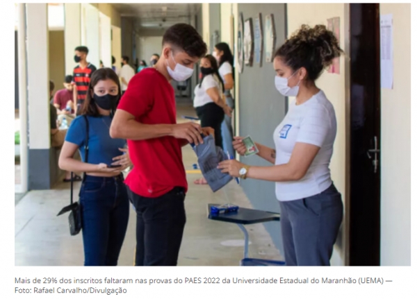 Mais de 29% dos inscritos faltaram nas provas do PAES 2022 da UEMA
